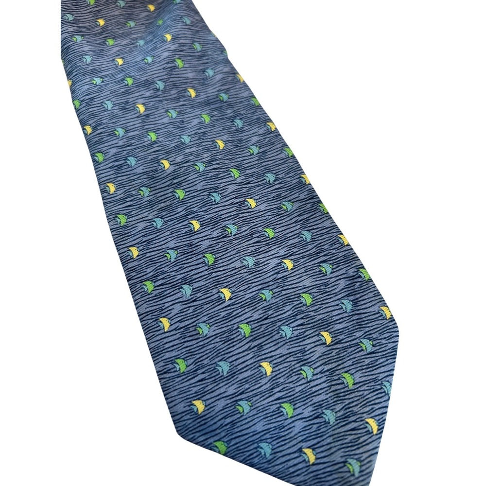 Tommy Hilfiger‎ Mens Blue Fish Pattern 100% Silk Tie